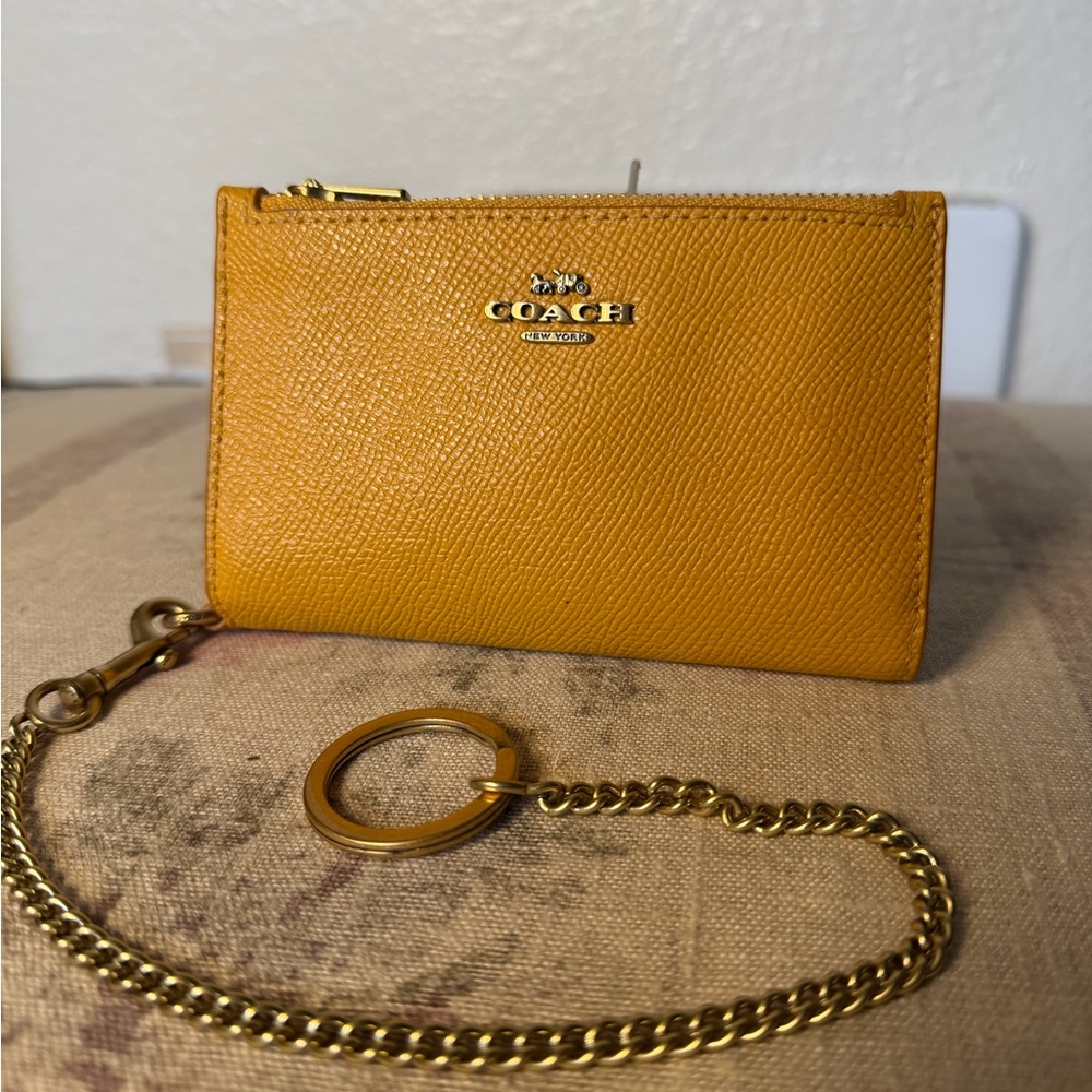 Coach Double Zip Wallet with Gold Chain